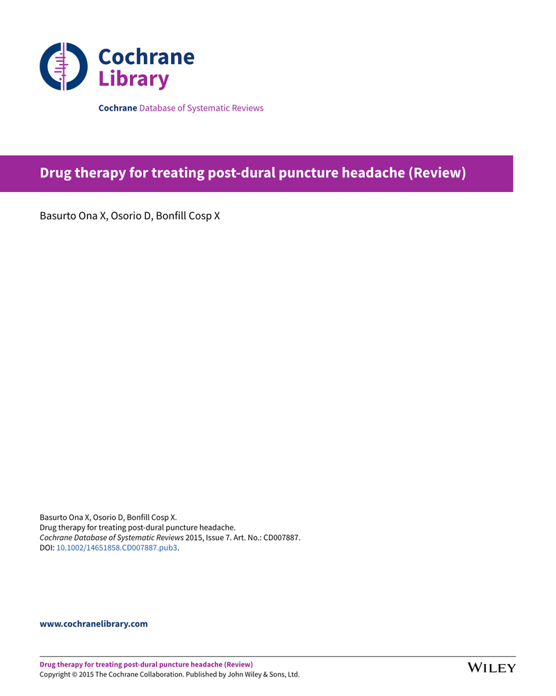 DRUG THERAPY FOR TREATING POST-DURAL PUNCTURE HEADACHE (REVIEW) cover