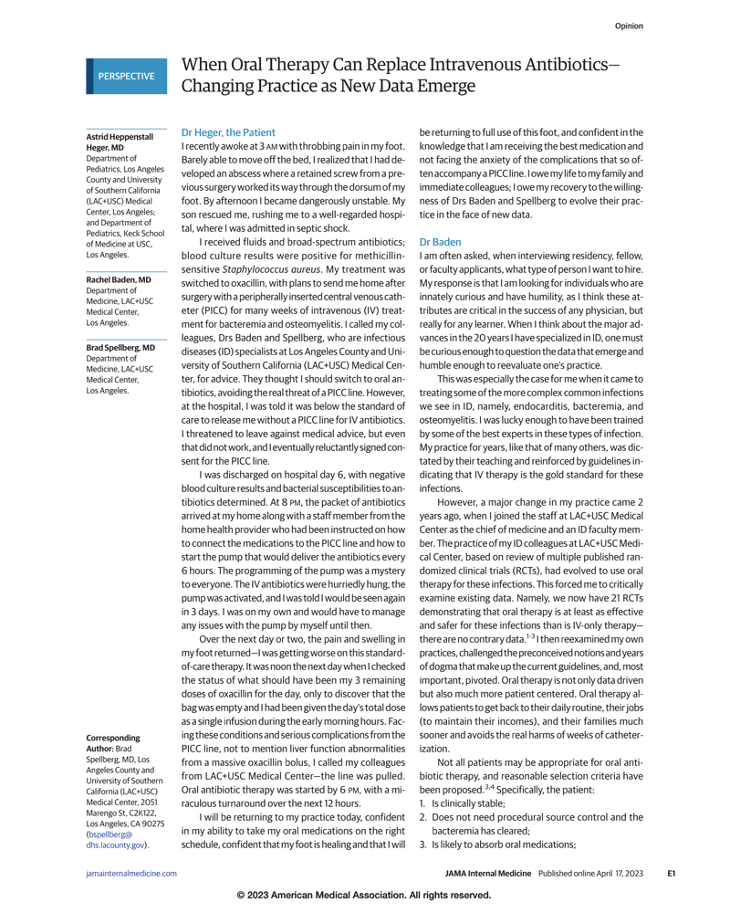 WHEN ORAL THERAPY CAN REPLACE INTRAVENOUS ANTIBIOTICS—CHANGING PRACTICE AS NEW DATA EMERGE cover