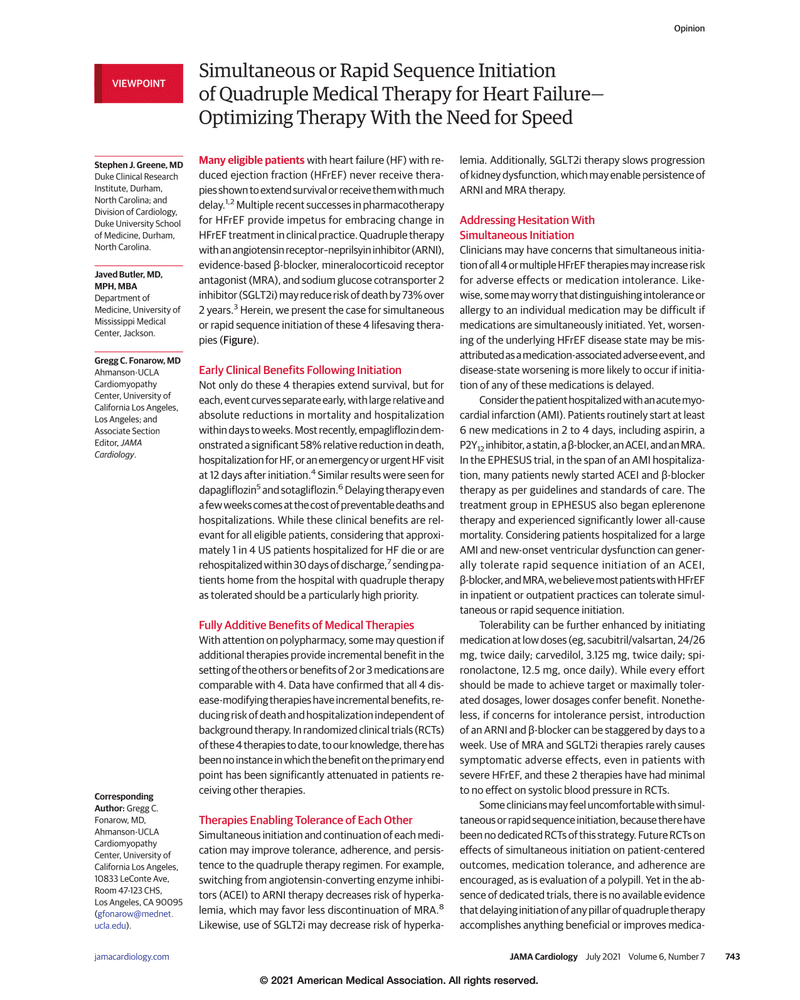 SIMULTANEOUS OR RAPID SEQUENCE INITIATION OF QUADRUPLE MEDICAL THERAPY FOR HEART FAILURE—OPTIMIZING THERAPY WITH THE NEED FOR SPEED cover