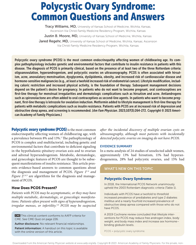 POLYCYSTIC OVARY SYNDROME: COMMON QUESTIONS AND ANSWERS cover