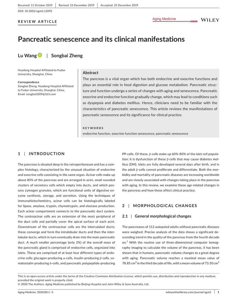PANCREATIC SENESCENCE AND ITS CLINICAL MANIFESTATIONS cover