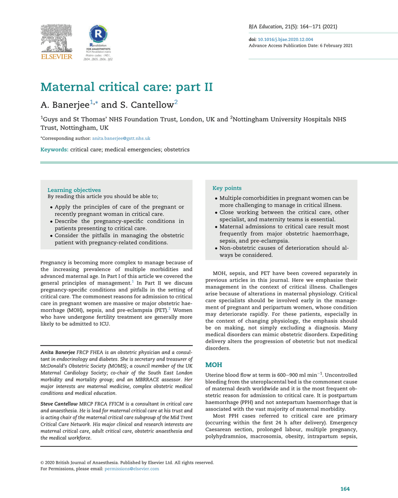 MATERNAL CRITICAL CARE: PART II cover