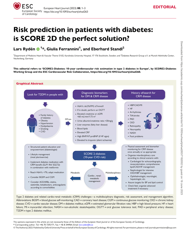 RISK PREDICTION IN PATIENTS WITH DIABETES: IS SCORE 2D THE PERFECT SOLUTION? cover