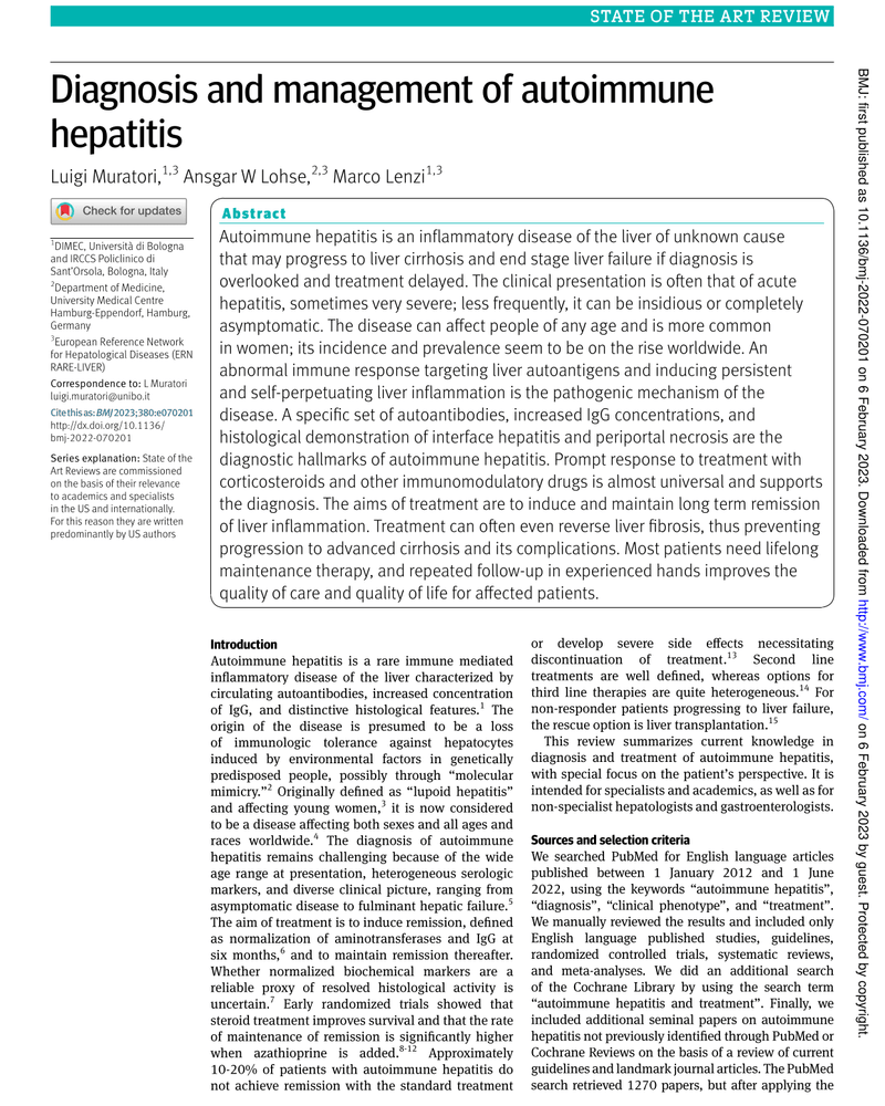 DIAGNOSIS AND MANAGEMENT OF AUTOIMMUNE HEPATITIS cover