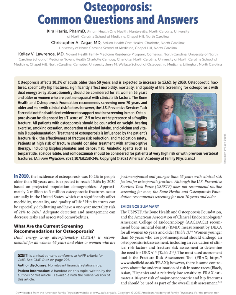 OSTEOPOROSIS: COMMON QUESTIONS AND ANSWERS cover