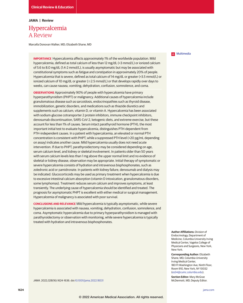 HYPERCALCEMIA: A REVIEW cover
