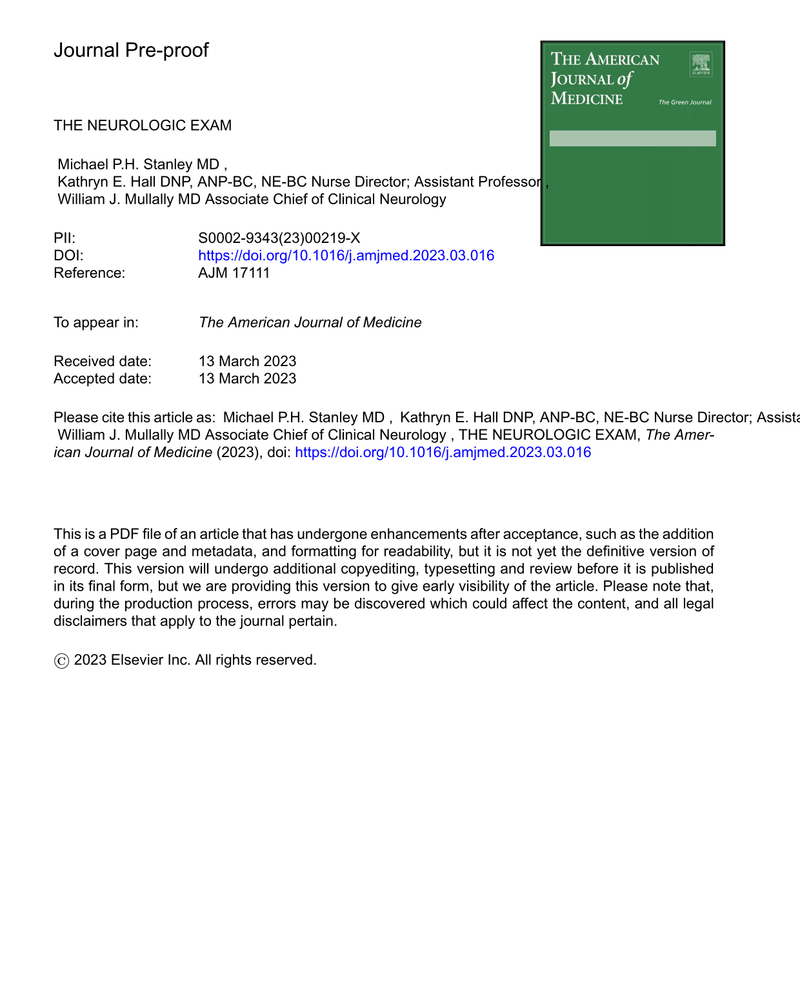 THE NEUROLOGIC EXAM cover