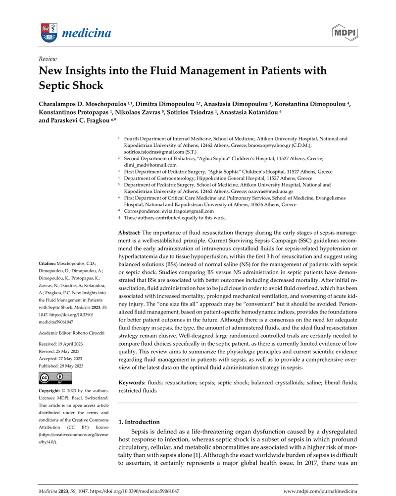NEW INSIGHTS INTO THE FLUID MANAGEMENT IN PATIENTS WITH SEPTIC SHOCK cover