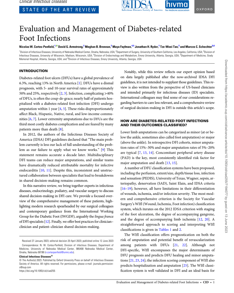 EVALUATION AND MANAGEMENT OF DIABETES-RELATED FOOT INFECTIONS cover