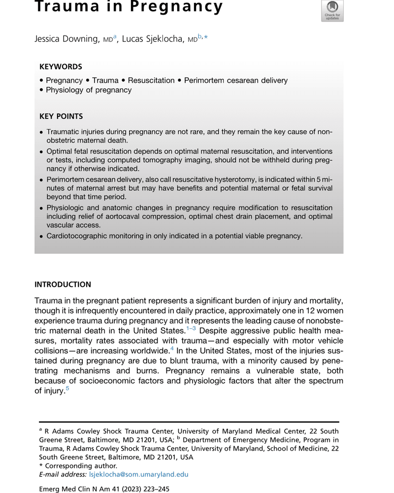 TRAUMA IN PREGNANCY cover