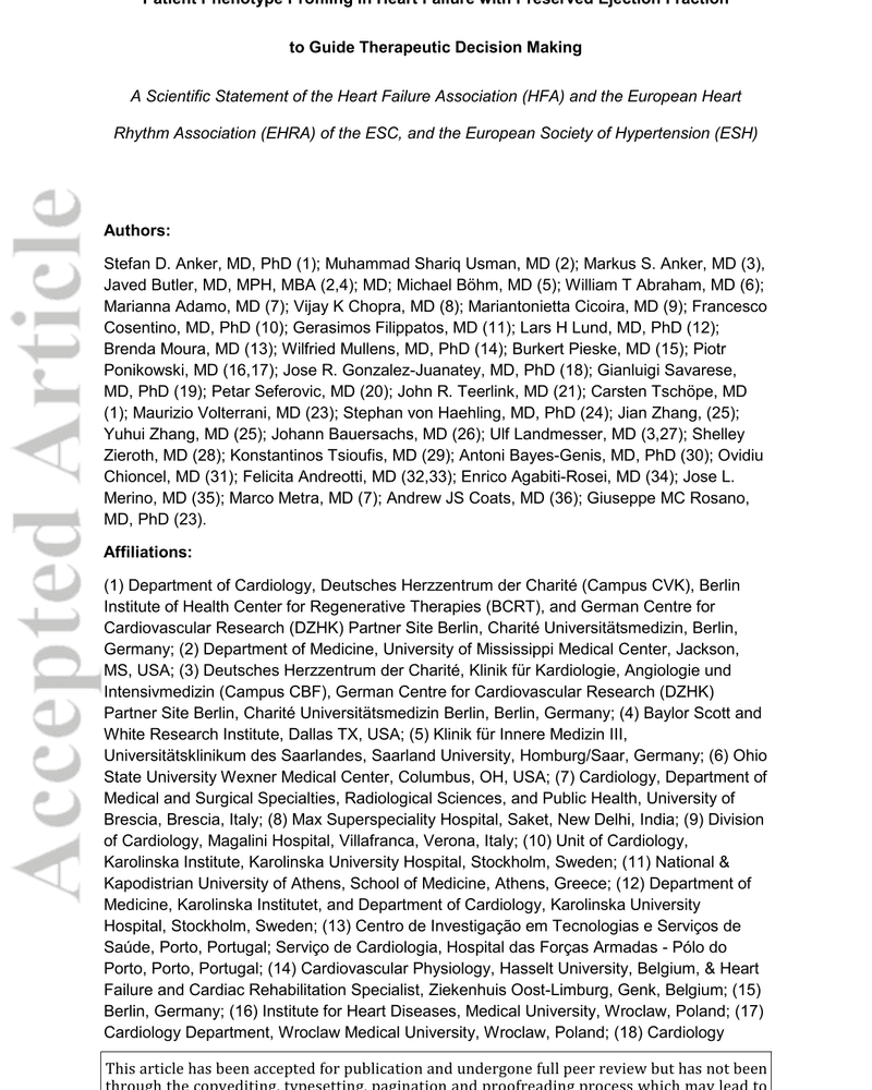 IMPORTANT PATIENT PHENOTYPES IN PRIMARY HFPEF cover