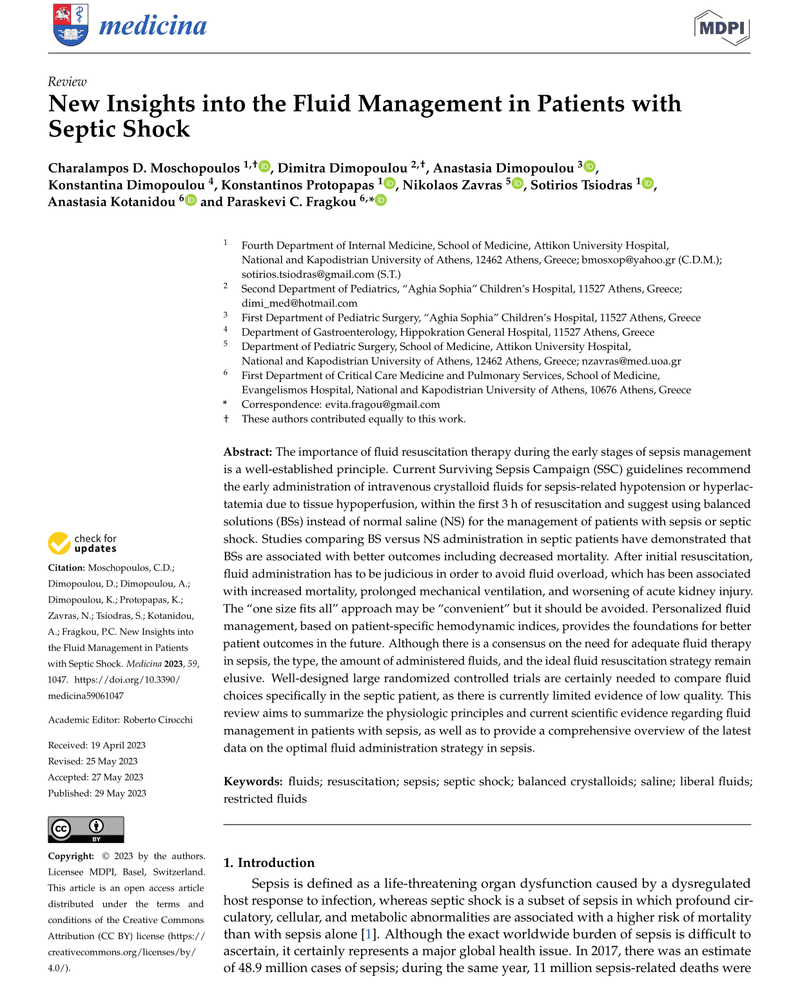 NEW INSIGHTS INTO THE FLUID MANAGEMENT IN PATIENTS WITH SEPTIC SHOCK cover