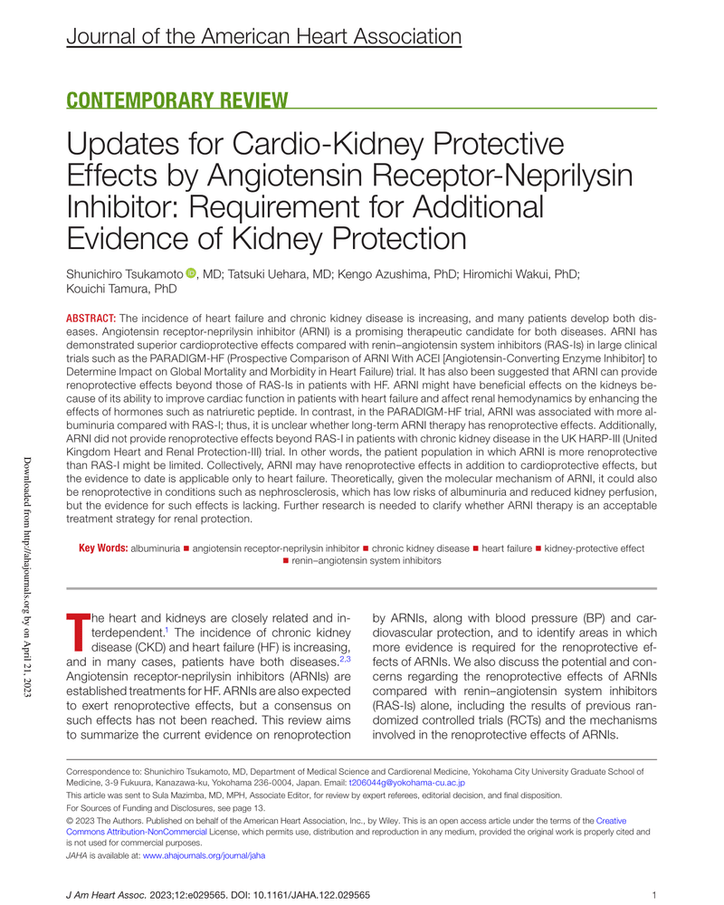 UPDATES FOR CARDIO- KIDNEY PROTECTIVE EFFECTS BY ANGIOTENSIN RECEPTOR- NEPRILYSIN INHIBITOR: REQUIREMENT FOR ADDITIONAL EVIDENCE OF KIDNEY PROTECTION cover