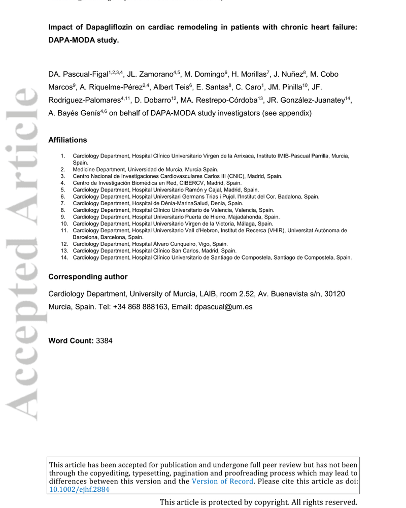 IMPACT OF DAPAGLIFLOZIN ON CARDIAC REMODELING IN PATIENTS WITH CHRONIC HEART FAILURE: DAPA-MODA STUDY cover