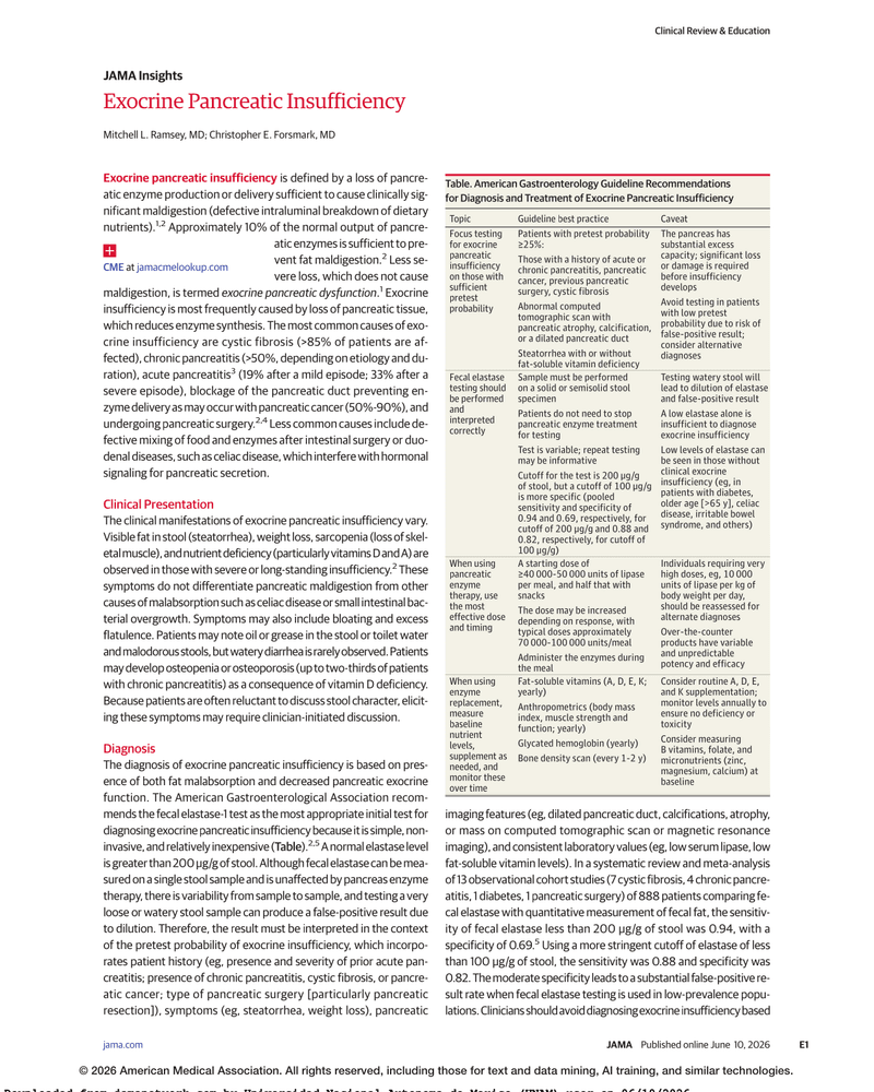 EXOCRINE PANCREATIC INSUFFICIENCY cover