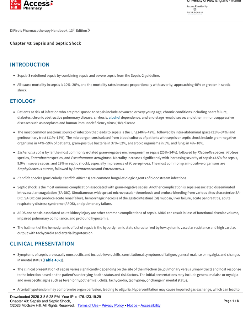 SEPSIS AND SEPTIC SHOCK cover