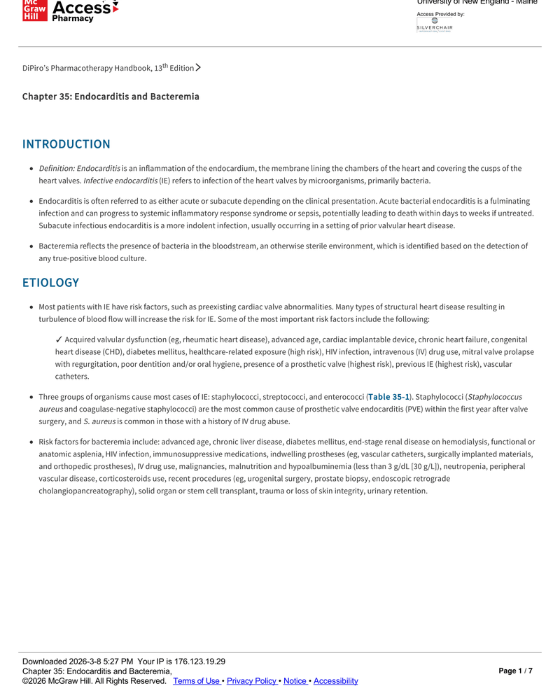 ENDOCARDITIS AND BACTEREMIA cover