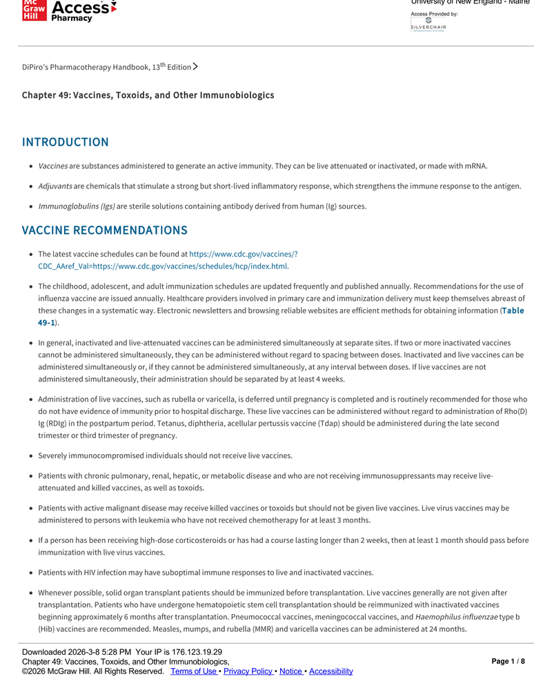 VACCINES, TOXOIDS, AND OTHER IMMUNOBIOLOGICS cover