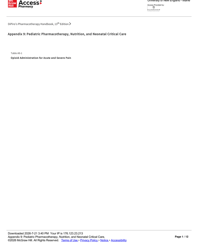 PEDIATRIC PHARMACOTHERAPY, NUTRITION, AND NEONATAL CRITICAL CARE cover