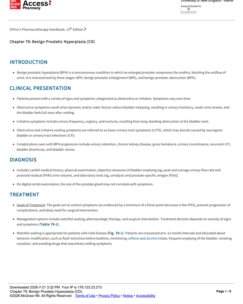 BENIGN PROSTATIC HYPERPLASIA cover