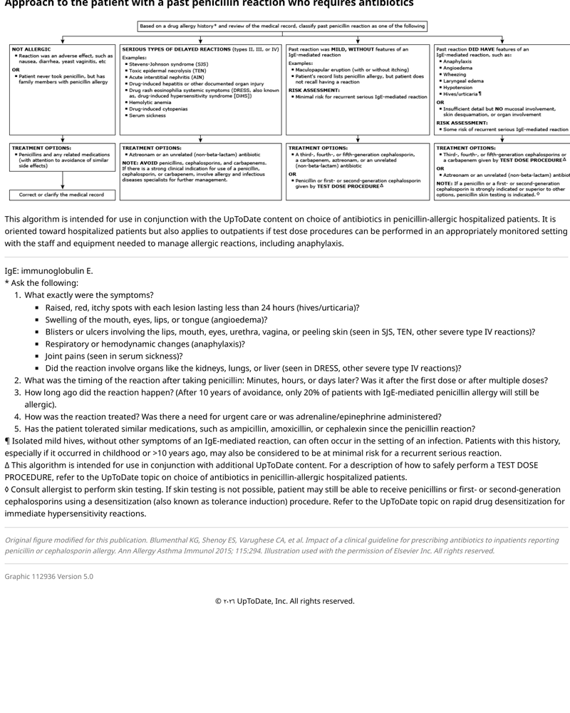 APPROACH TO THE PATIENT WITH A PAST PENICILLIN REACTION WHO REQUIRES ANTIBIOTICS cover