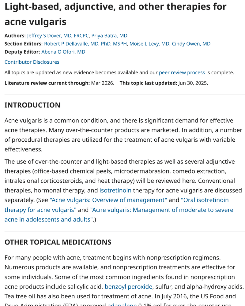 LIGHT-BASED, ADJUNCTIVE, AND OTHER THERAPIES FOR ACNE VULGARIS cover
