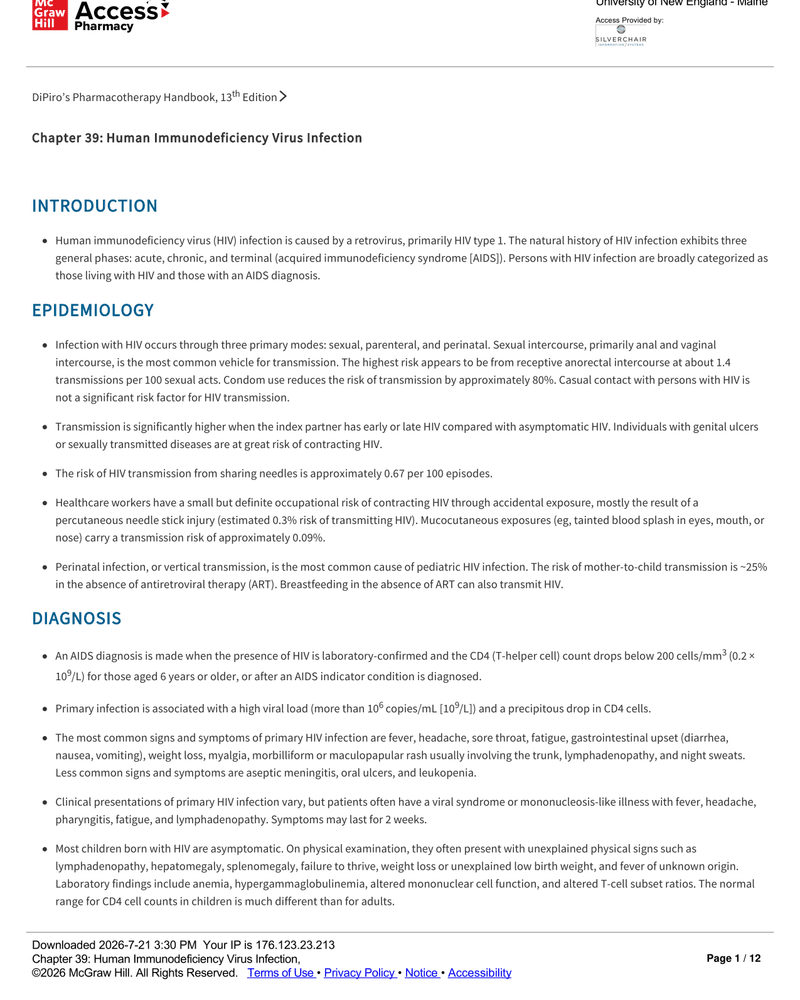 HUMAN IMMUNODEFICIENCY VIRUS INFECTION cover
