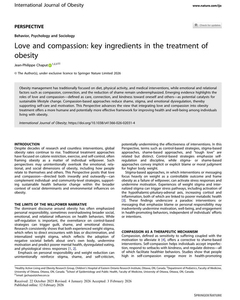 LOVE AND COMPASSION: KEY INGREDIENTS IN THE TREATMENT OF OBESITY cover