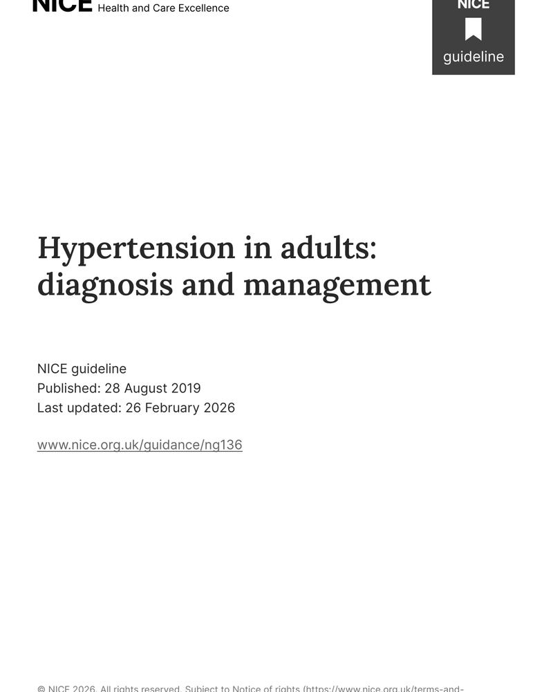 HYPERTENSION IN ADULTS: DIAGNOSIS AND MANAGEMENT cover