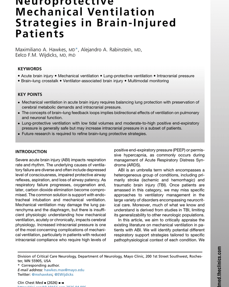 NEUROPROTECTIVE MECHANICAL VENTILATION STRATEGIES IN BRAIN-INJURED PATIENTS cover