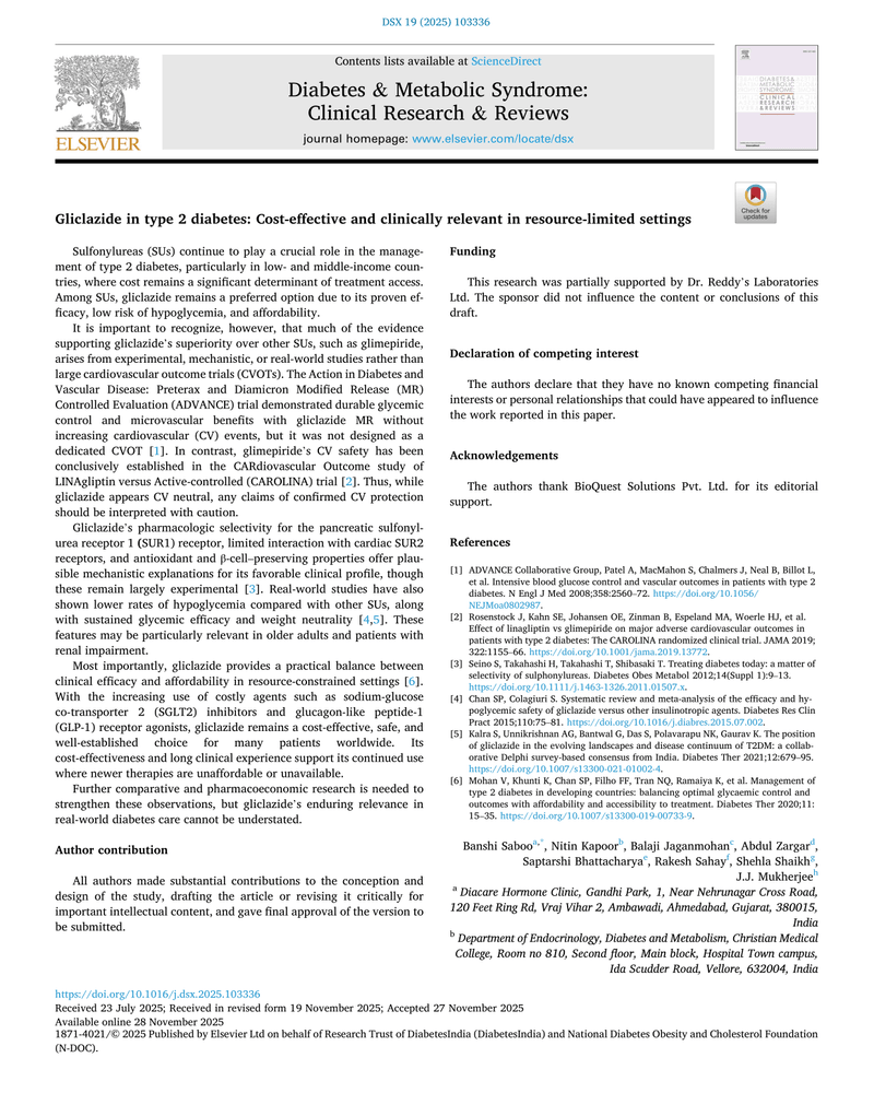 GLICLAZIDE IN TYPE 2 DIABETES: COST-EFFECTIVE AND CLINICALLY RELEVANT IN RESOURCE-LIMITED SETTINGS cover