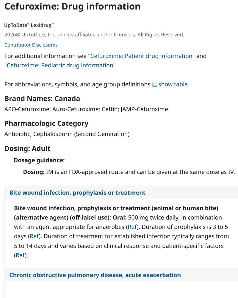 CEFUROXIME: DRUG INFORMATION cover
