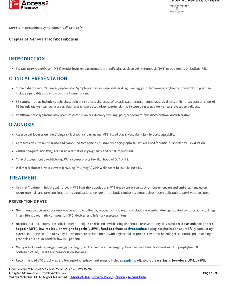 VENOUS THROMBOEMBOLISM cover