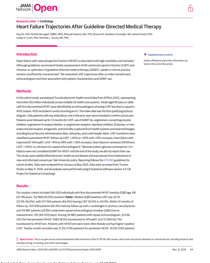 HEART FAILURE TRAJECTORIES AFTER GUIDELINE-DIRECTED MEDICAL THERAPY cover