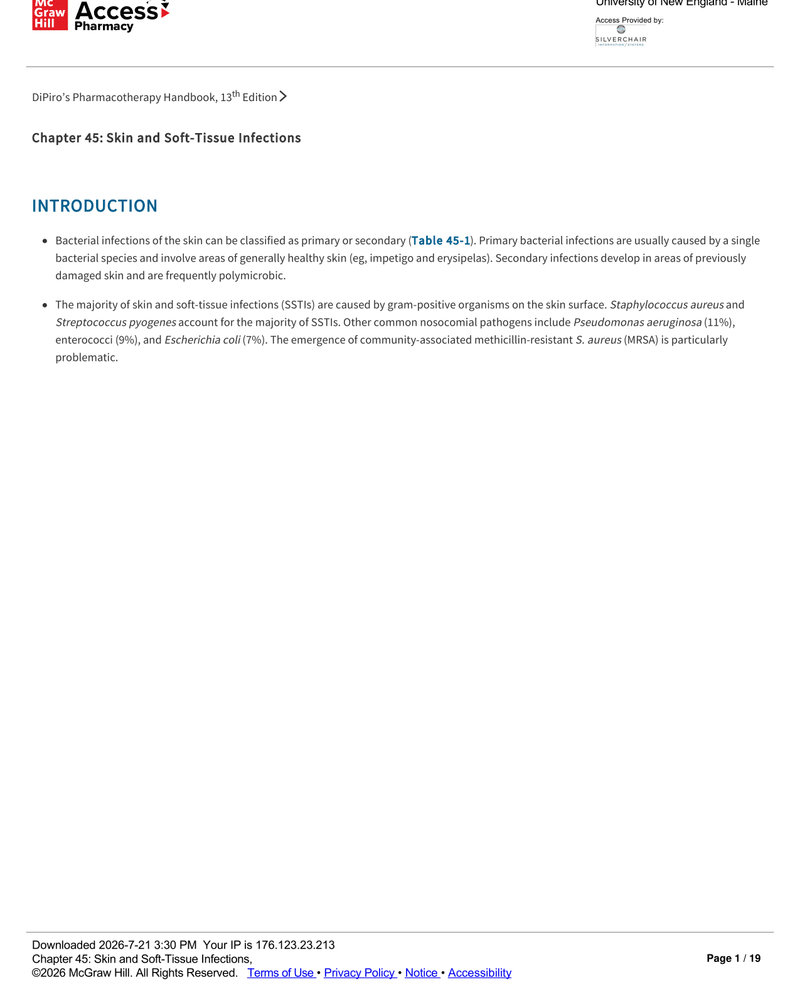 SKIN AND SOFT-TISSUE INFECTIONS cover
