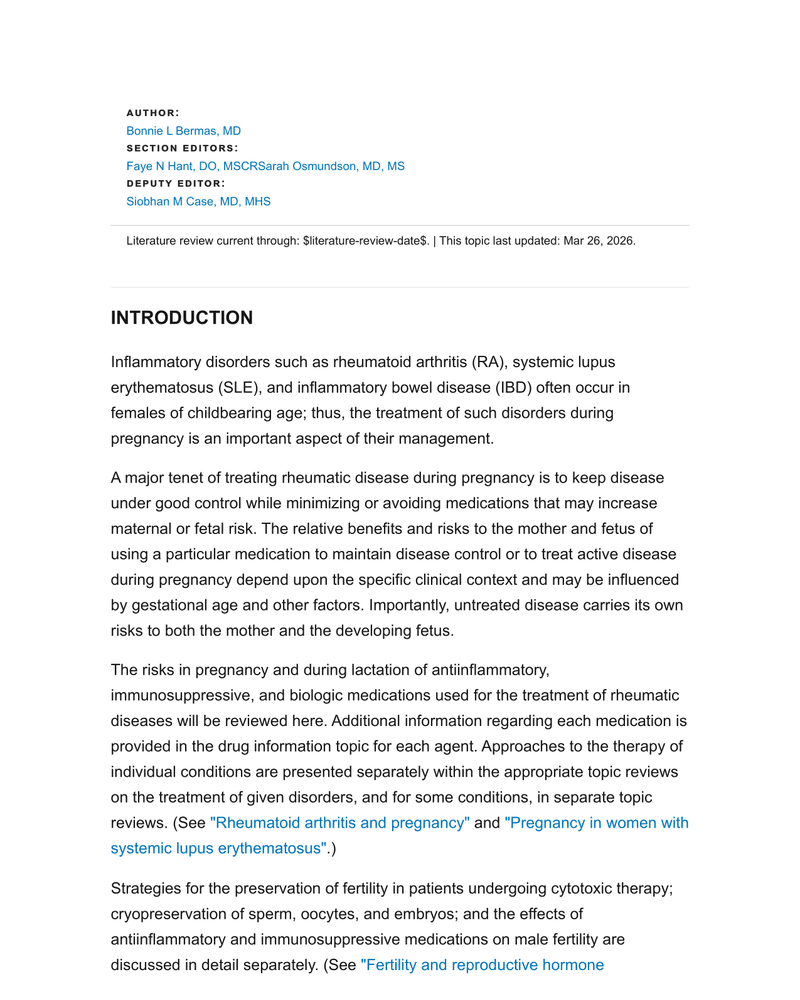 SAFETY OF RHEUMATIC DISEASE MEDICATION USE DURING PREGNANCY cover