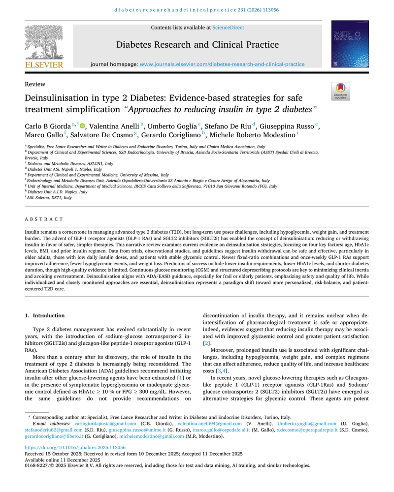 DEINSULINISATION IN TYPE 2 DIABETES: EVIDENCE-BASED STRATEGIES FOR SAFETREATMENT SIMPLIFICATION cover