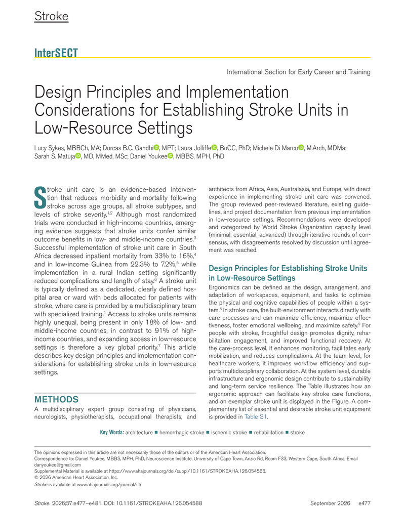 DESIGN PRINCIPLES AND IMPLEMENTATION CONSIDERATIONS FOR ESTABLISHING STROKE UNITS IN LOW-RESOURCE SETTINGS cover