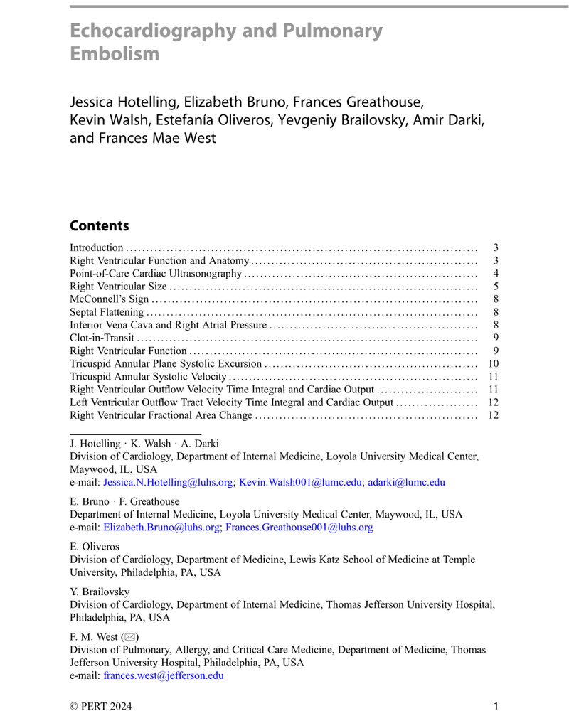 ECHOCARDIOGRAPHY AND PULMONARY EMBOLISM cover