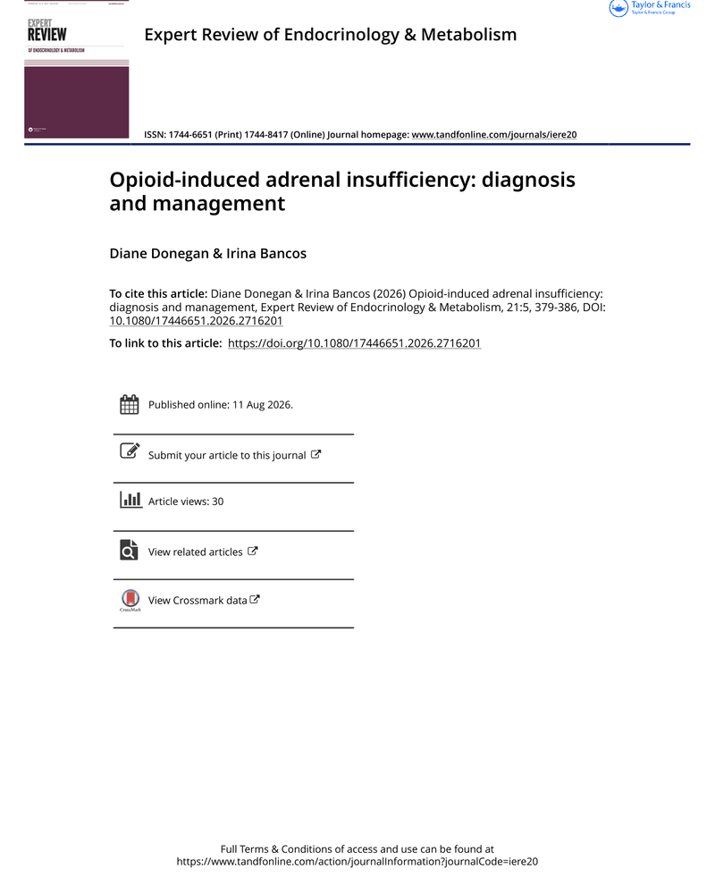 OPIOID-INDUCED ADRENAL INSUFFICIENCY: DIAGNOSIS AND MANAGEMENT cover