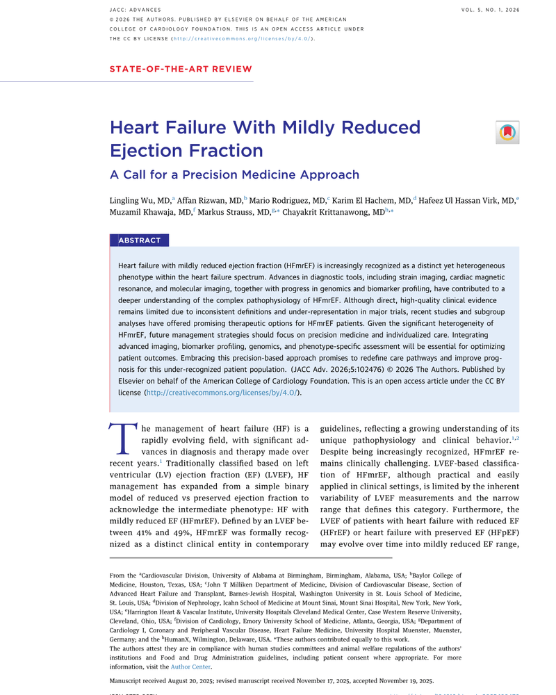 HEART FAILURE WITH MILDLY REDUCED EJECTION FRACTION: A CALL FOR A PRECISION MEDICINE APPROACH cover