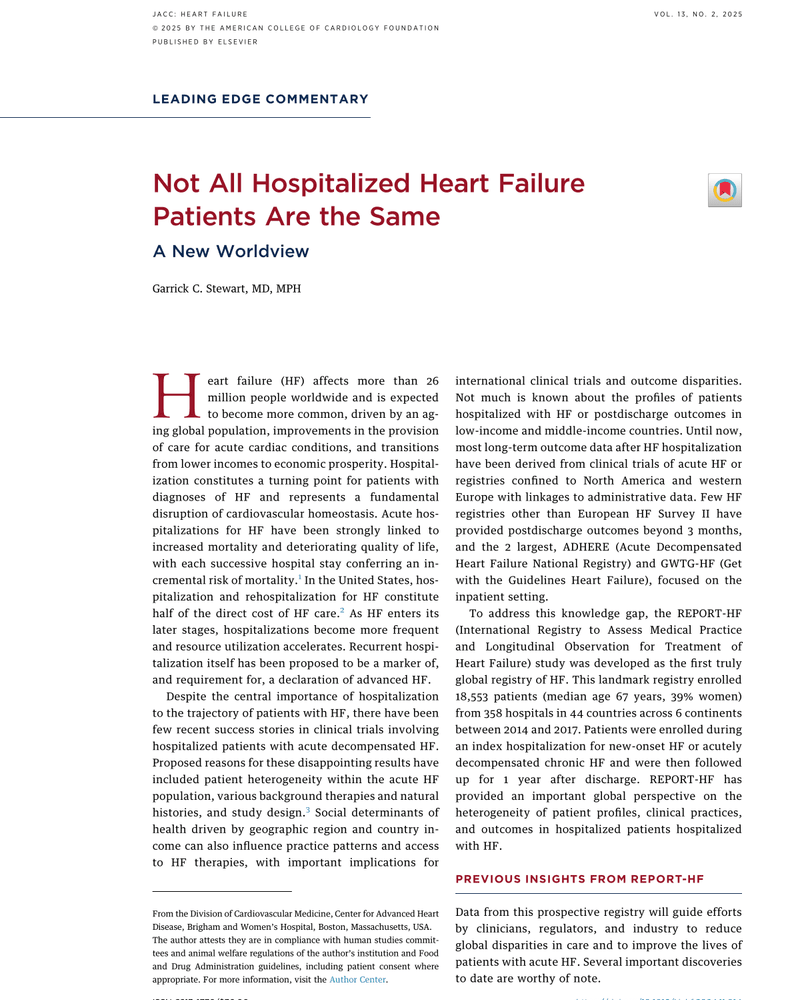 NOT ALL HOSPITALIZED HEART FAILURE PATIENTS ARE THE SAME cover