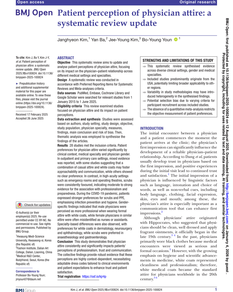 PATIENT PERCEPTION OF PHYSICIAN ATTIRE: A SYSTEMATIC REVIEW UPDATE cover