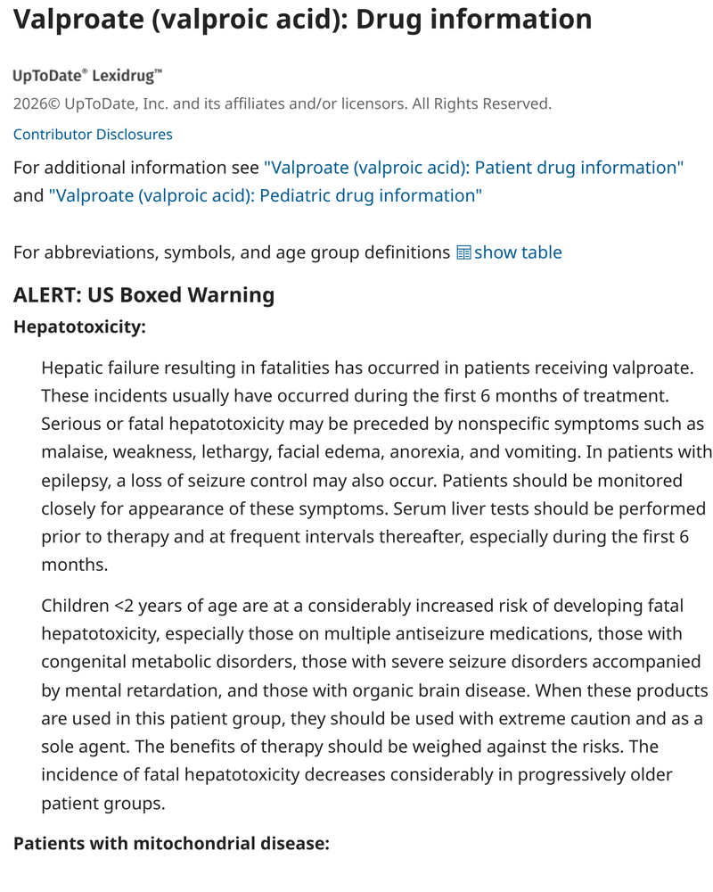 VALPROATE (VALPROIC ACID): DRUG INFORMATION cover