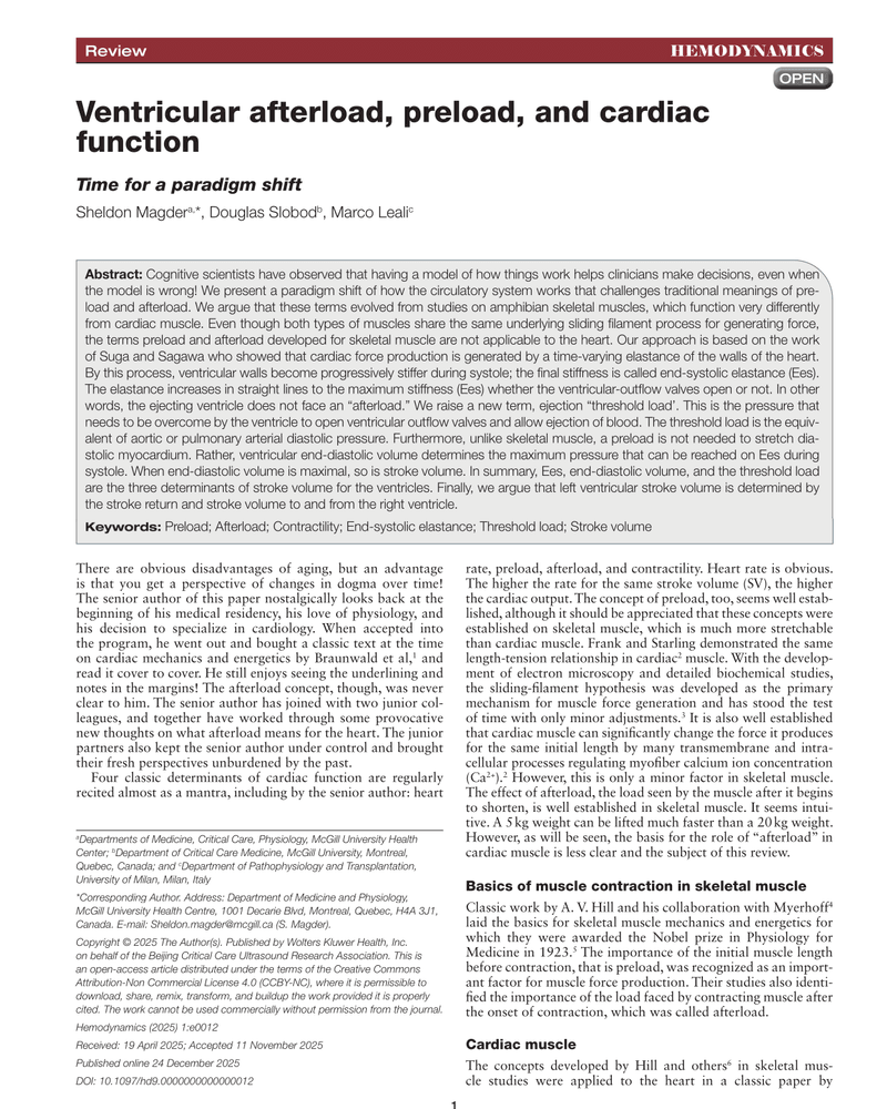 VENTRICULAR AFTERLOAD, PRELOAD, AND CARDIAC FUNCTION cover