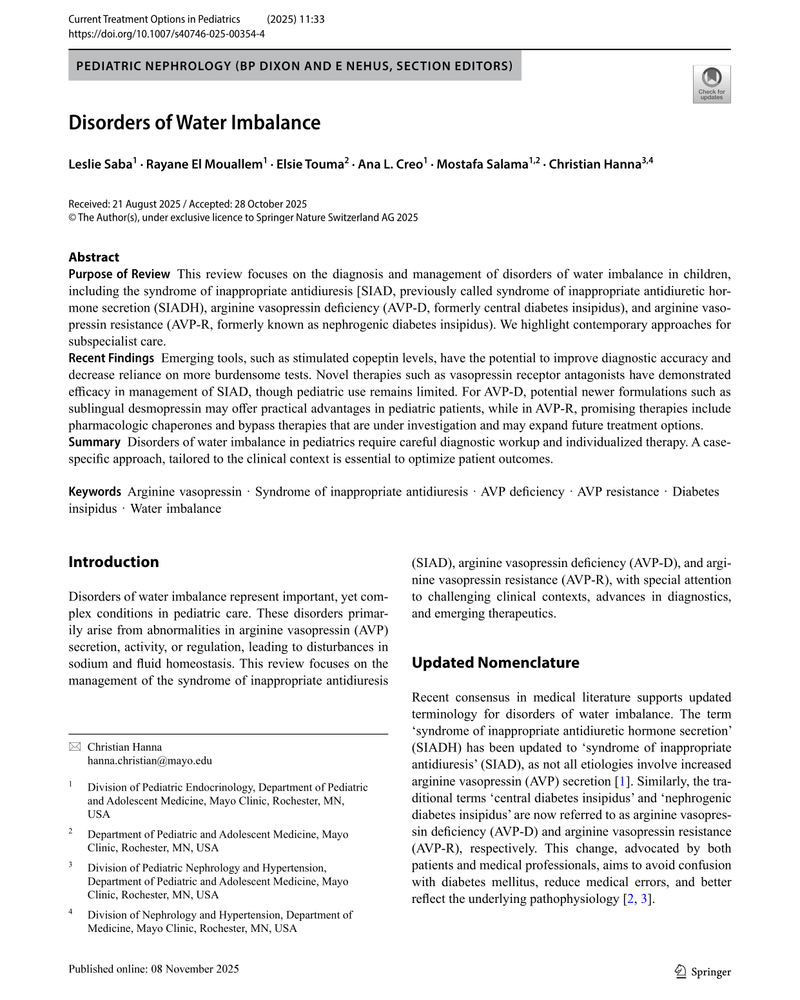 DISORDERS OF WATER IMBALANCE cover