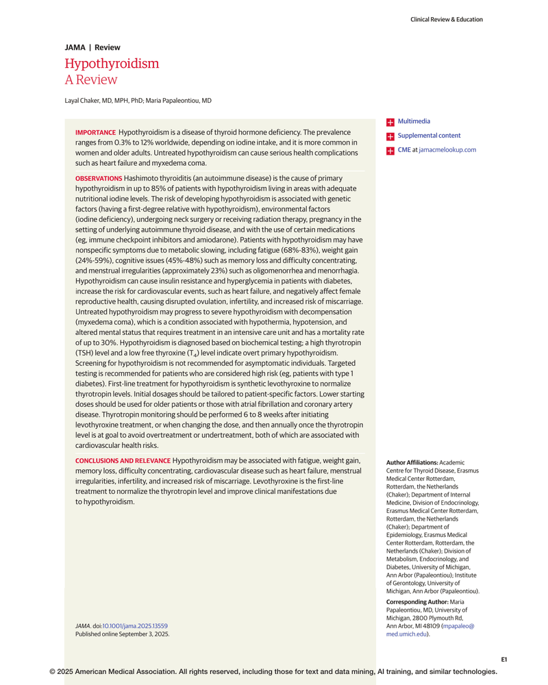 HYPOTHYROIDISM: A REVIEW cover