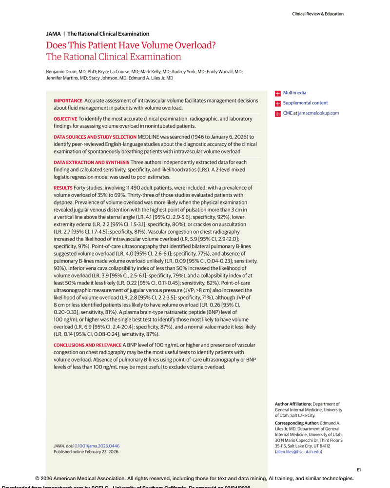DOES THIS PATIENT HAVE VOLUME OVERLOAD? cover