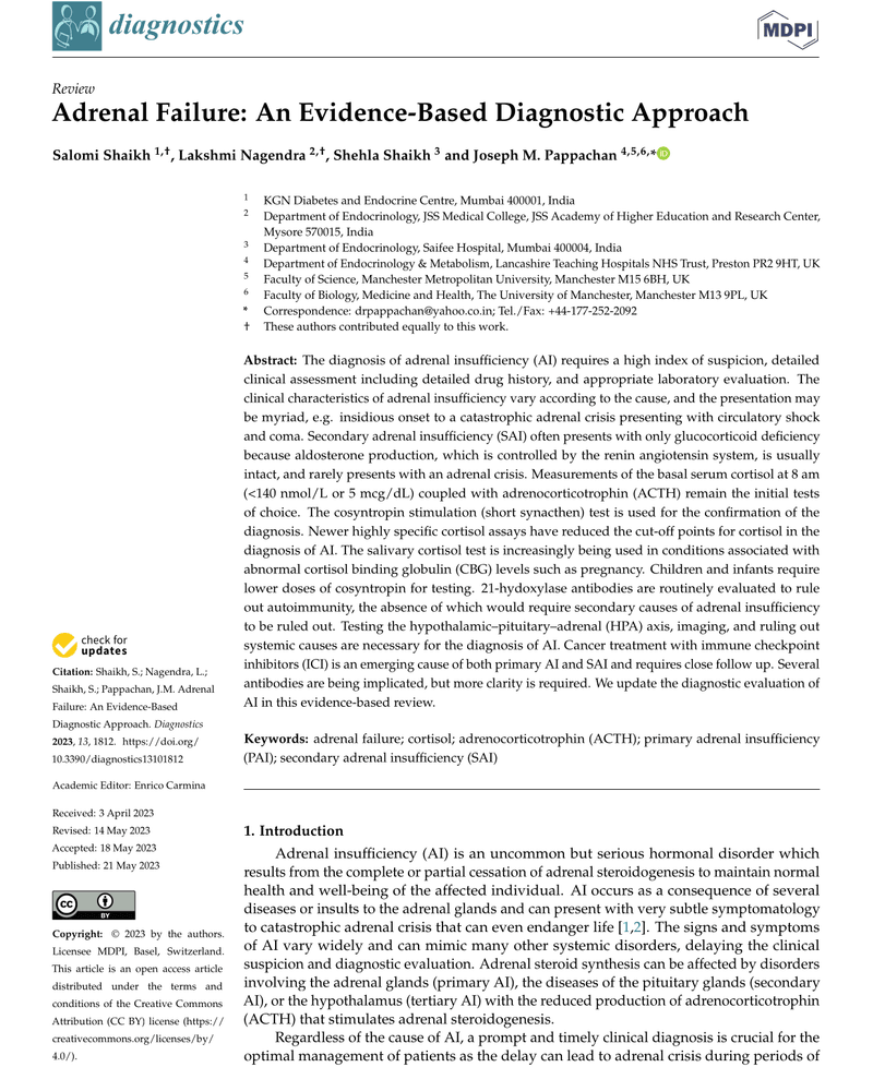 ADRENAL FAILURE: AN EVIDENCE-BASED DIAGNOSTIC APPROACH cover