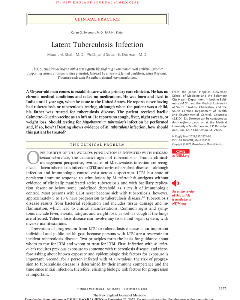 LATENT TUBERCULOSIS INFECTION cover